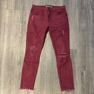 Women's Red Distressed Pants